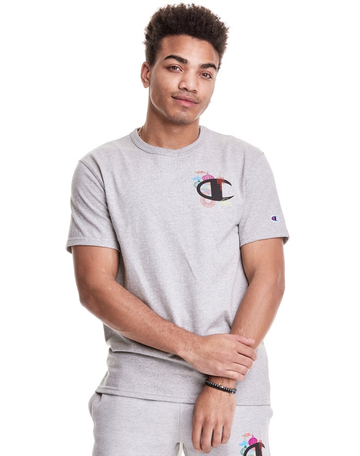 Camiseta Champion Hombre - Heritage Lunar C With Lanterns ( Gris ) 2459786-CS